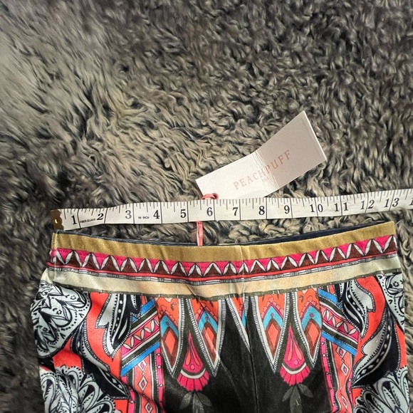 NWT Peach Puff Multicolor Geometric Boho Long Wide Leg Flare Pants Size Medium - Picture 12 of 12